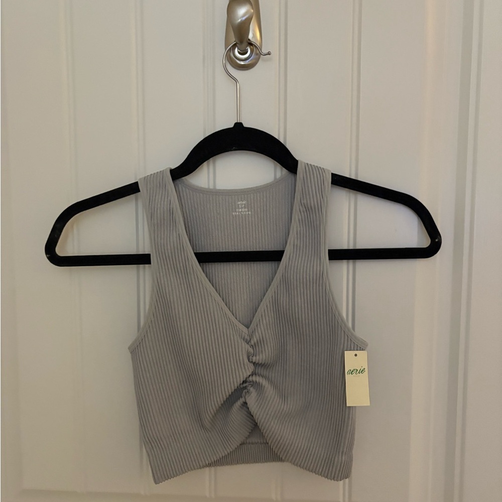 Aerie Ribbed Gray Sporty Top